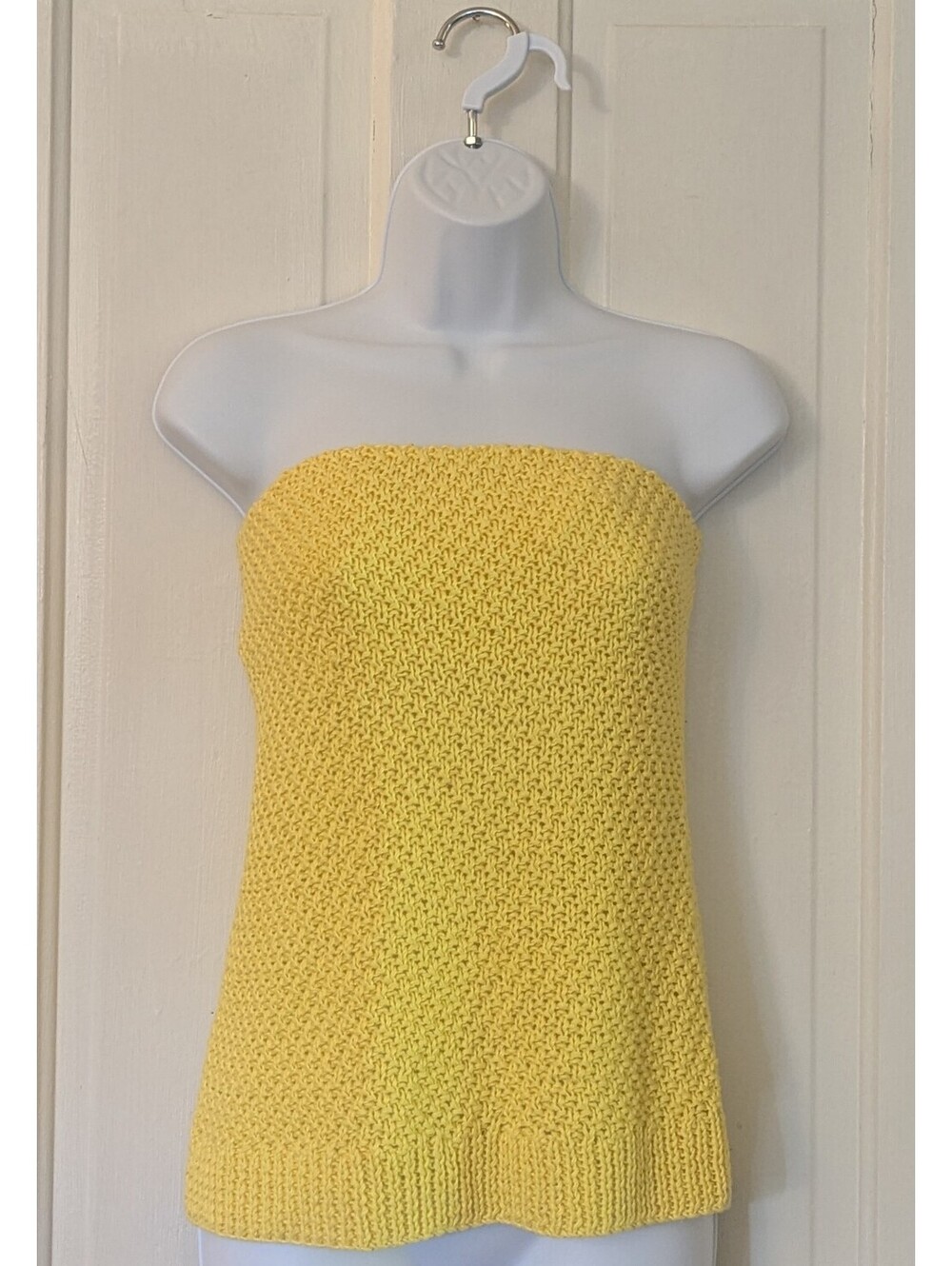 RALPH LAUREN 100% LINEN STRAPLESS KNIT TOP LEMON YELLOW | SIZE M